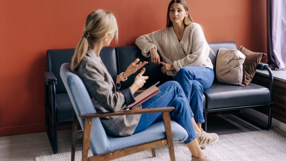 Therapy session in a calm consulting room
